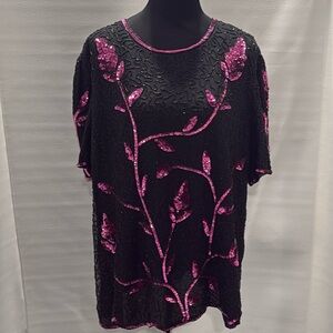 Stenay Black and pink Sequin top size 3X
